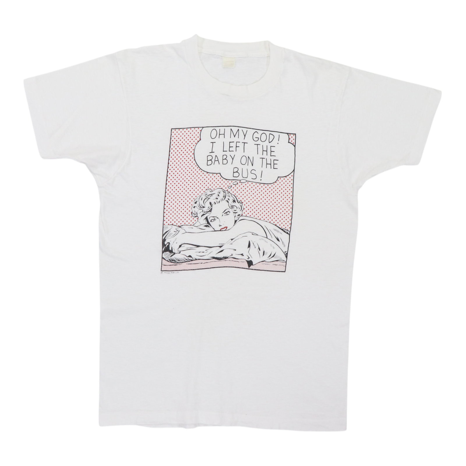 Flying Fish OMG Left Baby On The Buss 1980s Vintage White Shirt (1 of 5)