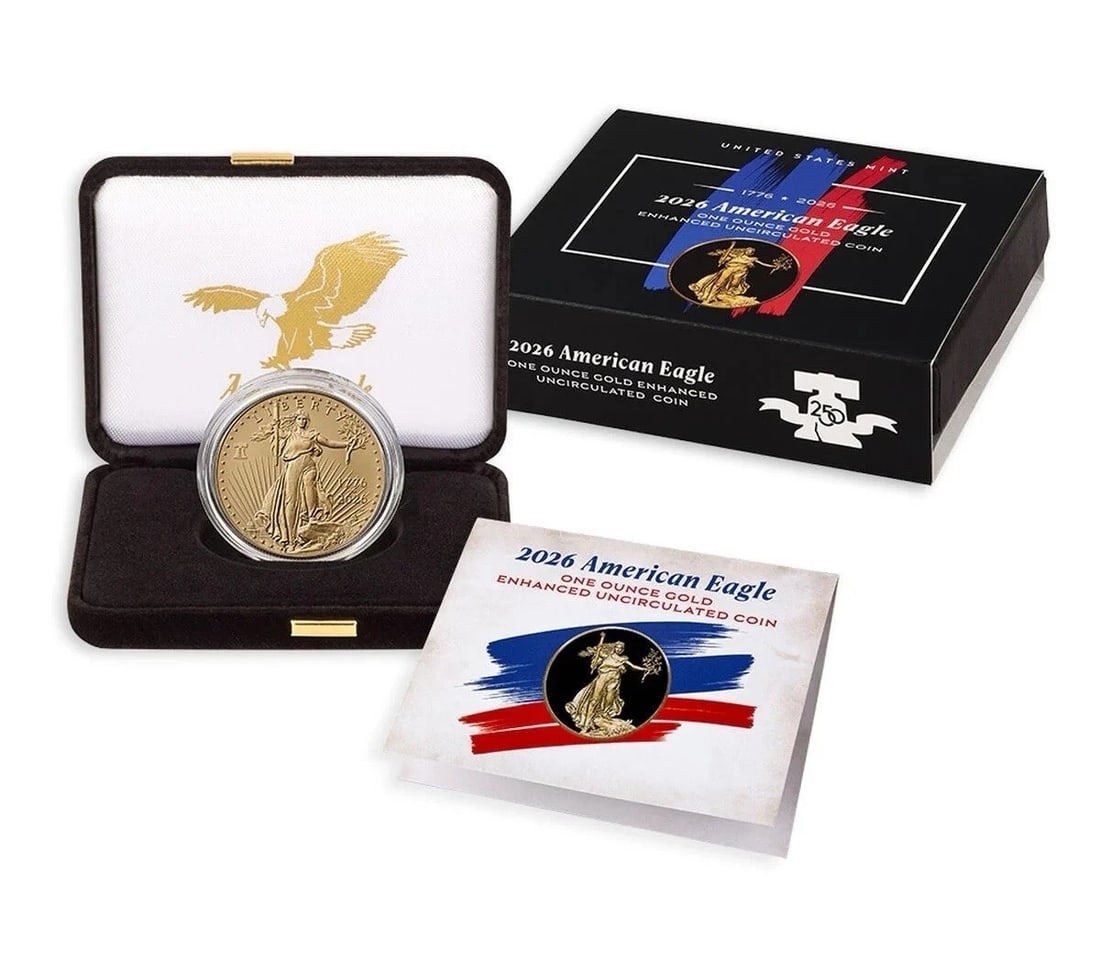 U.S. Mint American Eagle 2026-W 1 oz Gold $50 Bell Privy OGP COA: U.S. Mint American Eagle 2026-W 1 oz Gold $50 Bell Privy OGP COA 2026-W American Eagle gold coin featuring the 1776-2026 Bell Privy mark. This 1 oz enhanced uncirculated $50 issue comes with its origi