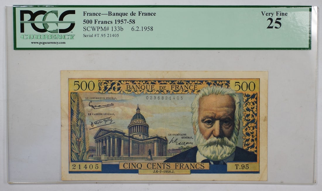 France Banque de France 500 Francs 1957-58 PCGS VF 25 (1 of 2)