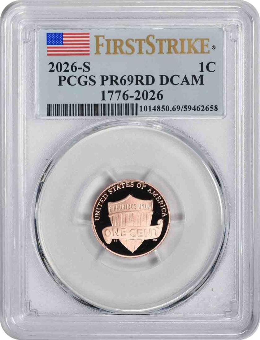 PCGS First Strike PR69RD DCAM 2026 S Lincoln Shield Small Cent (1 of 2)