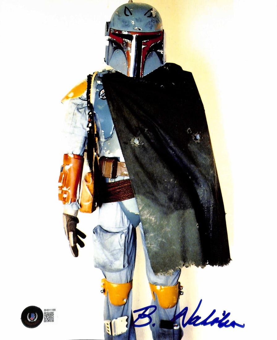 8x10 Photo Signed by Bruce Nicholson as Boba Fett in Star Wars Empire Strikes Back Beckett: 8x10 Photo Signed by Bruce Nicholson as Boba Fett in Star Wars Empire Strikes Back Beckett This is an autographed 8x10 color photograph signed in blue permanent marker by Bruce Nicholson, ILM optical 