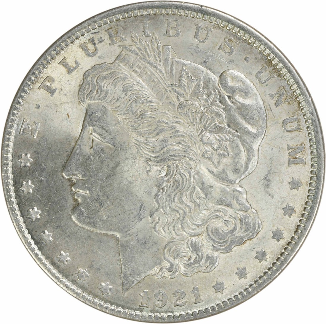 1921 Morgan Dollar Silver Coin Brilliant Uncirculated Uncertified No Mint Mark: 1921 Morgan Dollar Silver Coin Brilliant Uncirculated Uncertified No Mint Mark This 1921 Morgan Silver Dollar is a Brilliant Uncirculated (BU) coin from the United States. It is ungraded and uncertifi