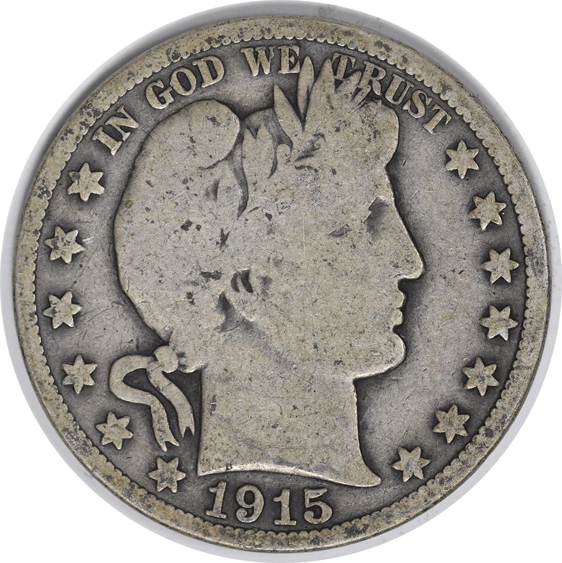 1915 United States Barber 50C Silver Half Dollar VG Uncertified: 1915 United States Barber 50C Silver Half Dollar VG Uncertified 1915 Barber Half Dollar in VG grade. This circulated, uncertified coin is composed of silver and is a pre-owned example from the United 