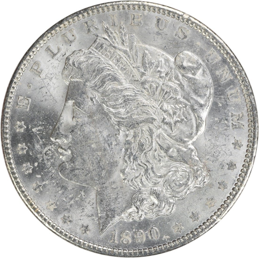 1890 Uncirculated Morgan Dollar Silver Coin Brilliant Uncertified: 1890 Uncirculated Morgan Dollar Silver Coin Brilliant Uncertified This is an uncirculated 1890 Morgan Silver Dollar from the United States, featuring a brilliant uncirculated (BU) grade. The coin is u