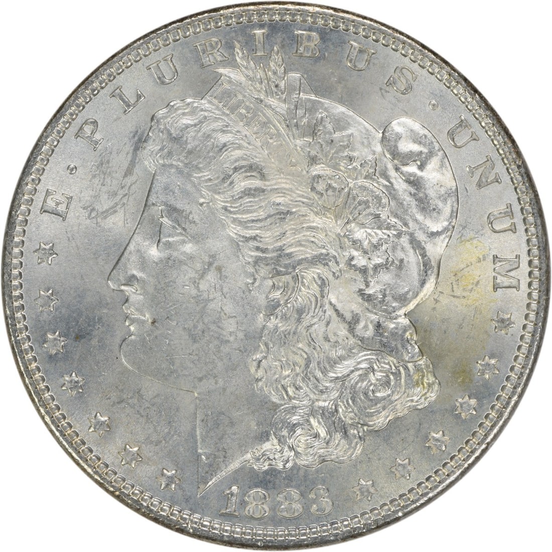 Uncirculated 1883 Silver Dollar Morgan Type No Mint Mark BU Grade: Uncirculated 1883 Silver Dollar Morgan Type No Mint Mark BU Grade This 1883 Morgan Silver Dollar is an uncirculated coin graded as Brilliant Uncirculated (BU). Minted in the United States with no mint