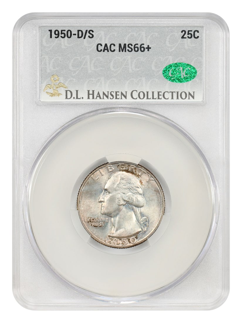 CACG MS66+ 1950-D/S Washington Quarter 25C Scarce Over Mintmark (1 of 4)