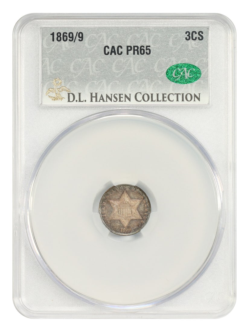 CACG PR65 1869 3CS Three Cent Silver Proof Coin (1 of 6)