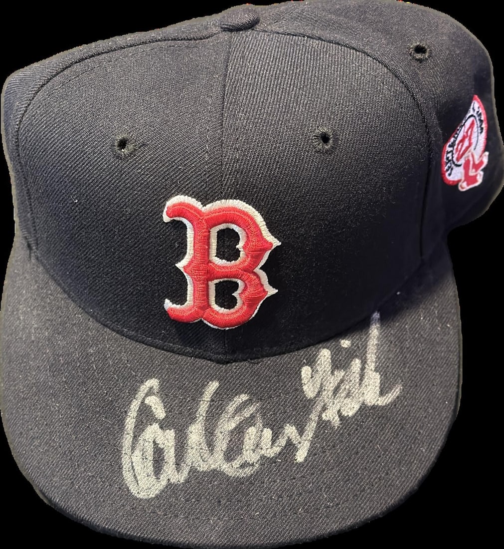 Boston Red Sox cap signed by Carlton Fisk Beckett authenticated: Boston Red Sox cap signed by Carlton Fisk Beckett authenticated This Boston Red Sox commemorative hat features a bold hand-signed autograph by Hall of Fame catcher Carlton Fisk. The cap displays the c