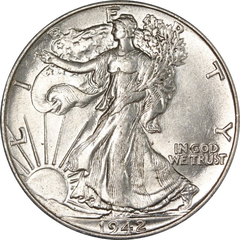 1942 P Walking Liberty Half Silver Doubled Die Reverse: 1942 P Walking Liberty Half Silver Doubled Die Reverse This 1942-P Walking Liberty Half Dollar features a doubled die reverse, making it a notable collectible for numismatists. Composed of silver with