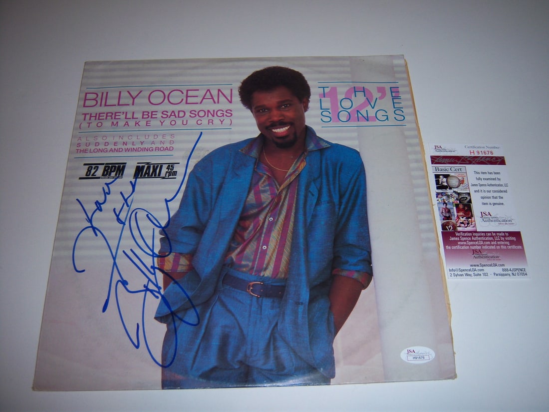 Billy Ocean Signed Original LP Album With JSA COA: Billy Ocean Signed Original LP Album With JSA COA This is a pre-owned original LP record album of Billy Ocean's "There'll Be Sad Songs to Make You Cry" that has been signed. The album was produced in 