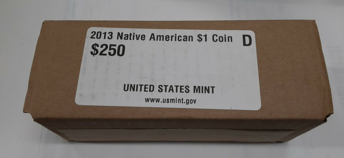 Sealed Box of 250 2013-D Native American Dollar Coins Uncirculated (1 of 2)