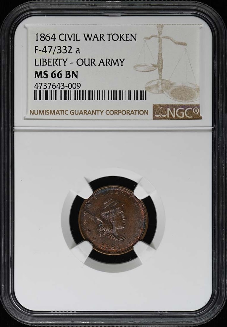 NGC MS66BN 1864 Civil War Token F-47 332a (1 of 4)