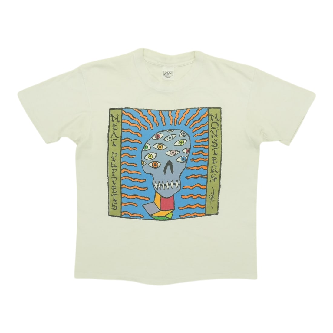 Vintage 1989 Meat Puppets Monster Graphic Cotton T-Shirt White Large (1 of 7)