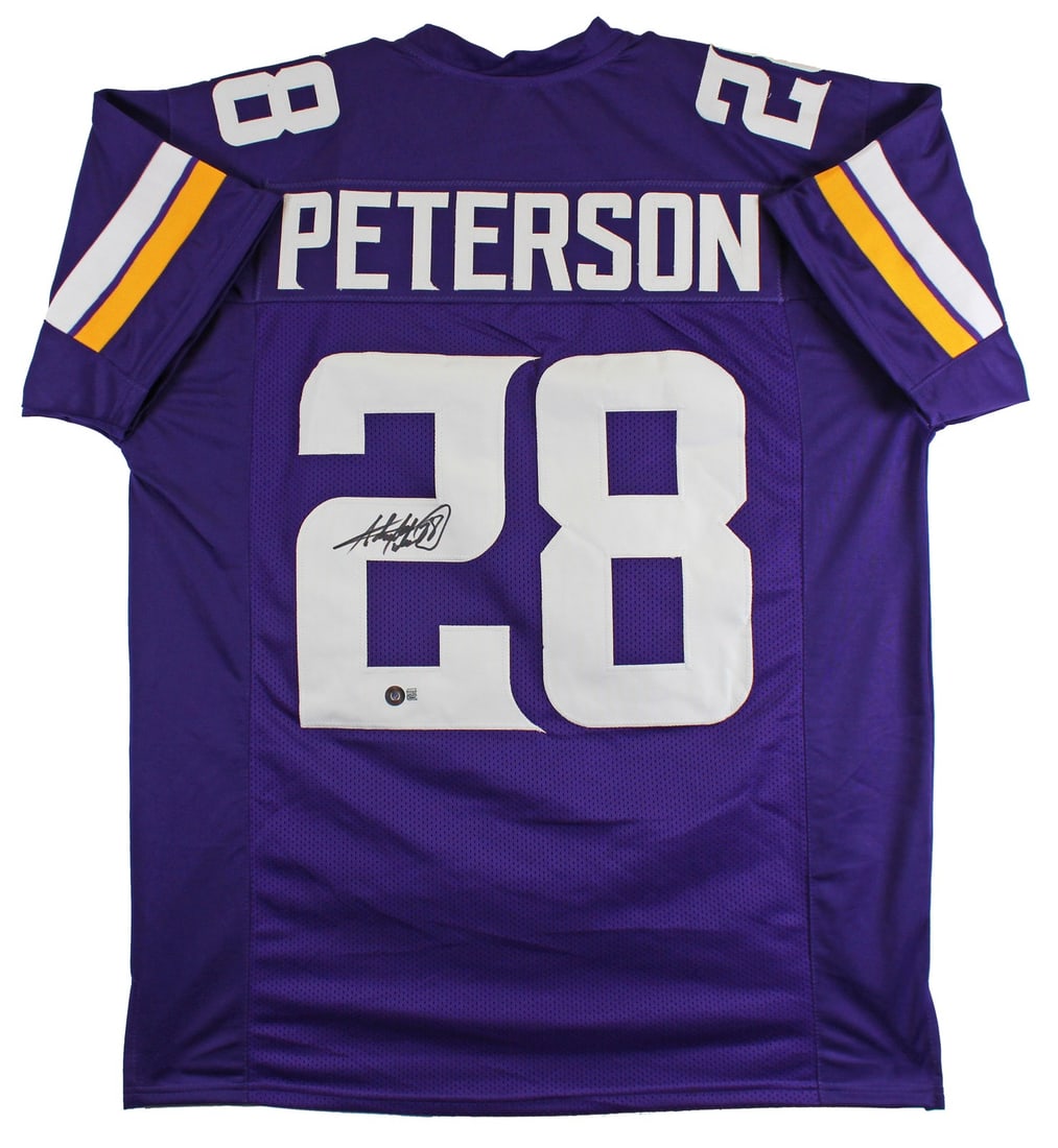 Adrian Peterson Signed Purple Jersey BAS Witnessed Minnesota Vikings: Adrian Peterson Signed Purple Jersey BAS Witnessed Minnesota Vikings This authentic Adrian Peterson signed purple pro style jersey is a must-have for any Minnesota Vikings fan. Personally signed by th
