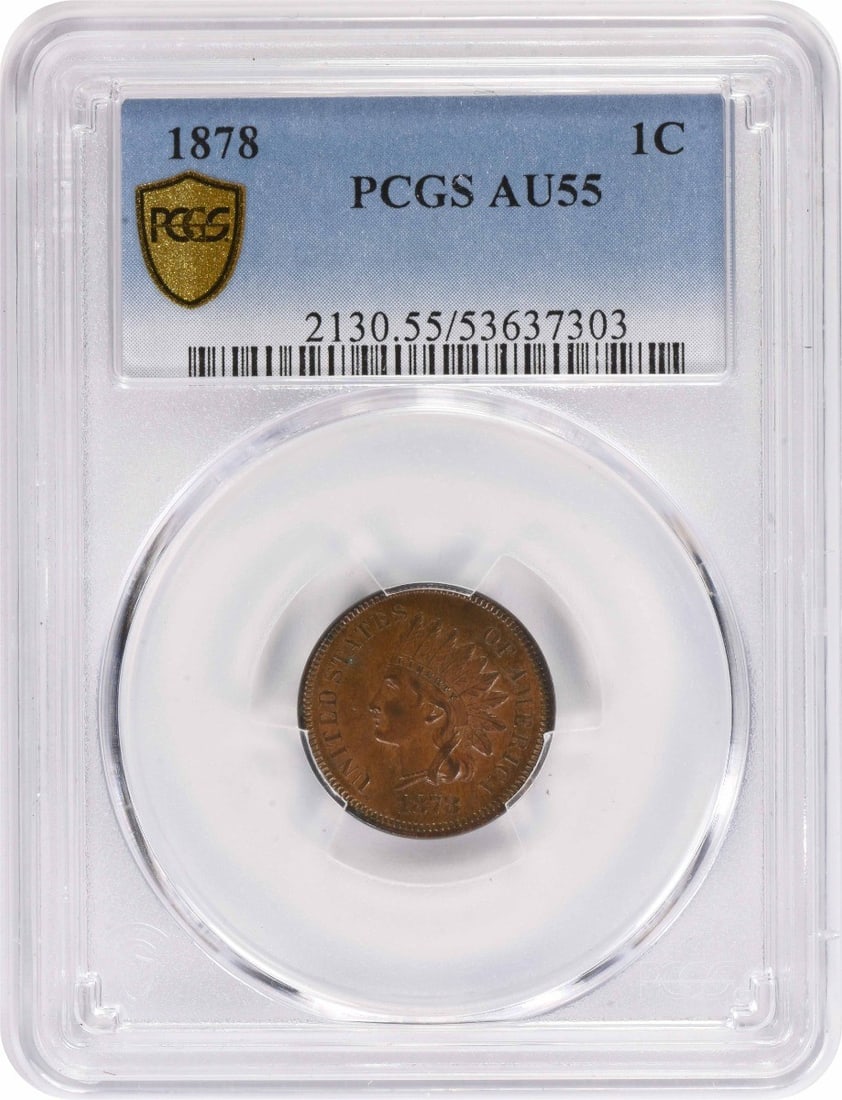 PCGS AU55 1878 Indian Head Small Cent Copper: PCGS AU55 1878 Indian Head Small Cent Copper 1878 Indian Head Small Cent graded AU55 by PCGS. This circulated, pre-owned United States coin is composed of copper. Specifications Year: 1878 Coin: India