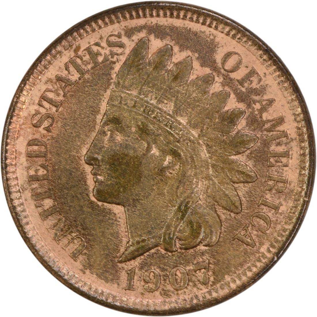 1907 Indian Head Small Cent Copper MS63 Uncertified: 1907 Indian Head Small Cent Copper MS63 Uncertified 1907 Indian Head Cent in Choice BU condition. The coin is uncirculated, uncertified, and graded MS63. It is a copper Small Cent from the United Stat