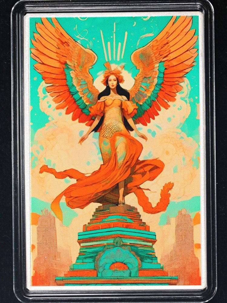 2025 1 Ounce Silver Rogue's Gallery #3 Mexican Angel Coin OGP: 2025 1 Ounce Silver Rogue's Gallery #3 Mexican Angel Coin OGP Introducing the 2025 1 Ounce Silver Rogue's Gallery #3 featuring the captivating Mexican Angel of Quetzalcoatl. This exquisite piece boast