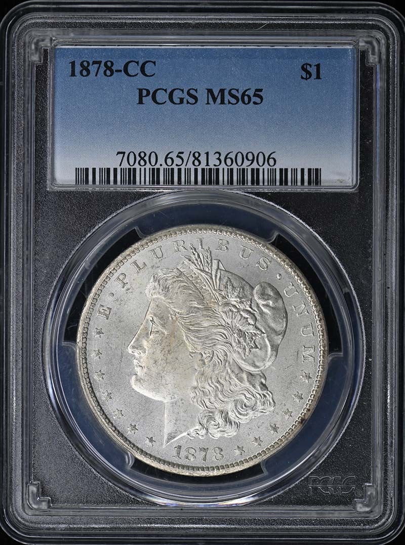 PCGS MS65 1878 Carson City Morgan Silver Dollar: PCGS MS65 1878 Carson City Morgan Silver Dollar 1878-CC Morgan Dollar certified by PCGS and graded MS65. This uncirculated United States silver dollar is a pre-owned coin from the Carson City Mint. Sp