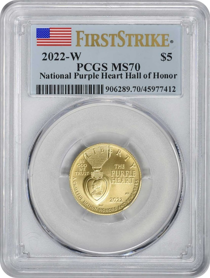 2022-W Purple Heart $5 Gold Coin MS70 Certified PCGS (1 of 2)