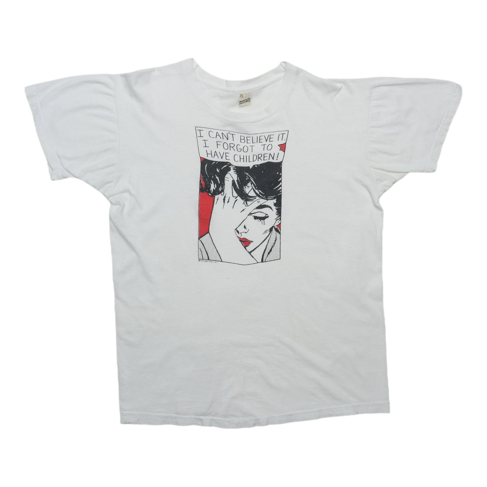 Vintage 1980s White Cotton Graphic Shirt Extra Large: Vintage 1980s White Cotton Graphic Shirt Extra Large This is an original vintage 1980s "I Forgot To Have Children" shirt featuring a front graphic. Made from 100% cotton, the shirt comes in white and 