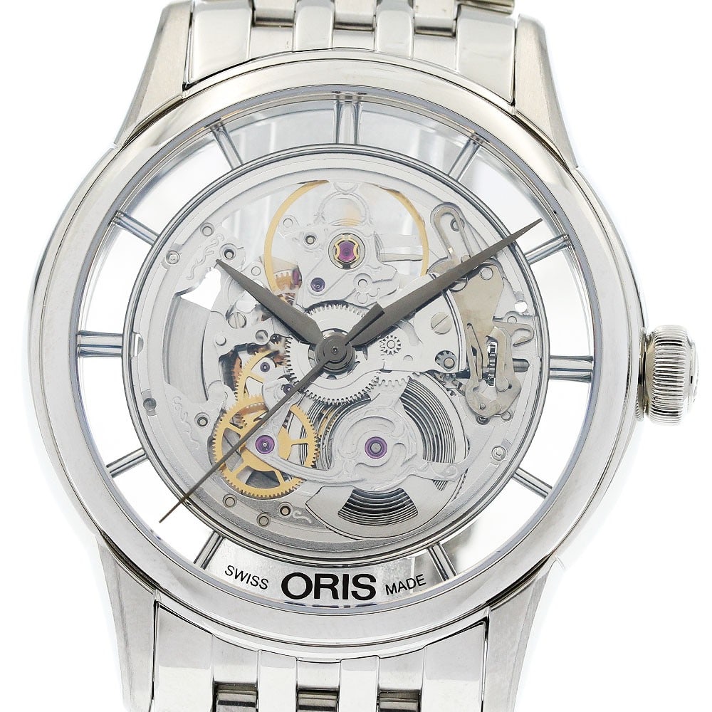 ORIS Artelier Translucent 7684 automatic skeleton mens wristwatch: ORIS Artelier Translucent 7684 automatic skeleton mens wristwatch Pre-owned ORIS Artelier Translucent Skeleton automatic men's wristwatch with a stainless steel case and stainless steel bracelet. The 