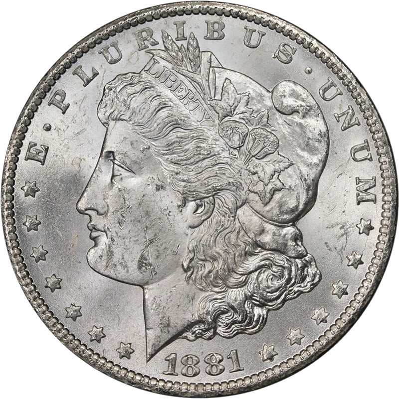 1881-CC GSA Morgan Silver Dollar NGC MS62 Blast White Coin: 1881-CC GSA Morgan Silver Dollar NGC MS62 Blast White Coin This stunning 1881-CC GSA Morgan Silver Dollar is certified by NGC with a grade of MS62, showcasing impressive eye appeal. The coin features 