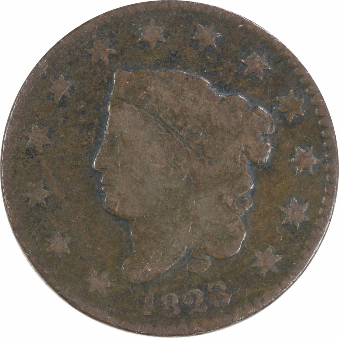 1823 Coronet Head Large Cent AG Copper Uncertified: 1823 Coronet Head Large Cent AG Copper Uncertified 1823 Large Cent Coronet Head coin in circulated, pre-owned condition. This uncertified United States coin has an AG grade and is struck in copper. Sp