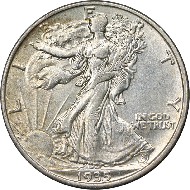 1935 S Walking Liberty Half Dollar Silver Uncertified BU+ (1 of 2)