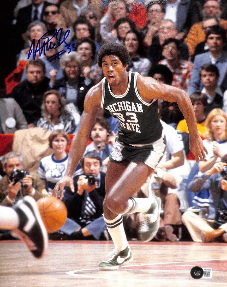 Beckett Authenticated Magic Johnson Michigan State Signed 11x14 Action Photo (1 of 1)