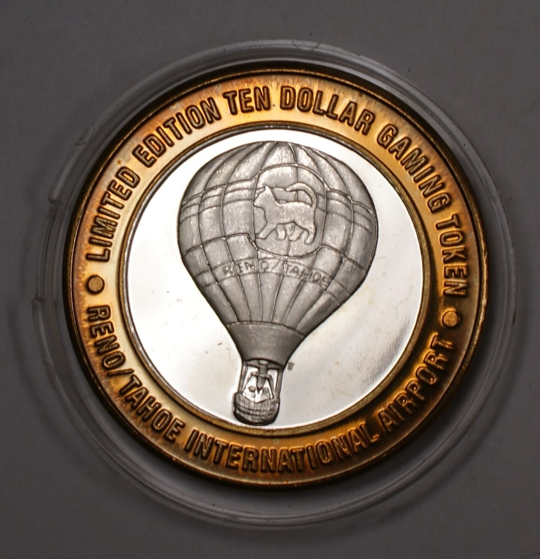 Limited Edition $10 Gaming Token Reno Airport Fine Silver Center USA (1 of 4)