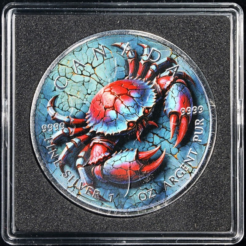 2025 Canada 1oz Silver $5 Maple Leaf Cancer Zodiac Coin OGP COA: 2025 Canada 1oz Silver $5 Maple Leaf Cancer Zodiac Coin OGP COA This 2025 Canada 1 Ounce Silver $5 Maple Leaf coin features the Stone Zodiac sign of Cancer, showcasing superb eye appeal with fantastic