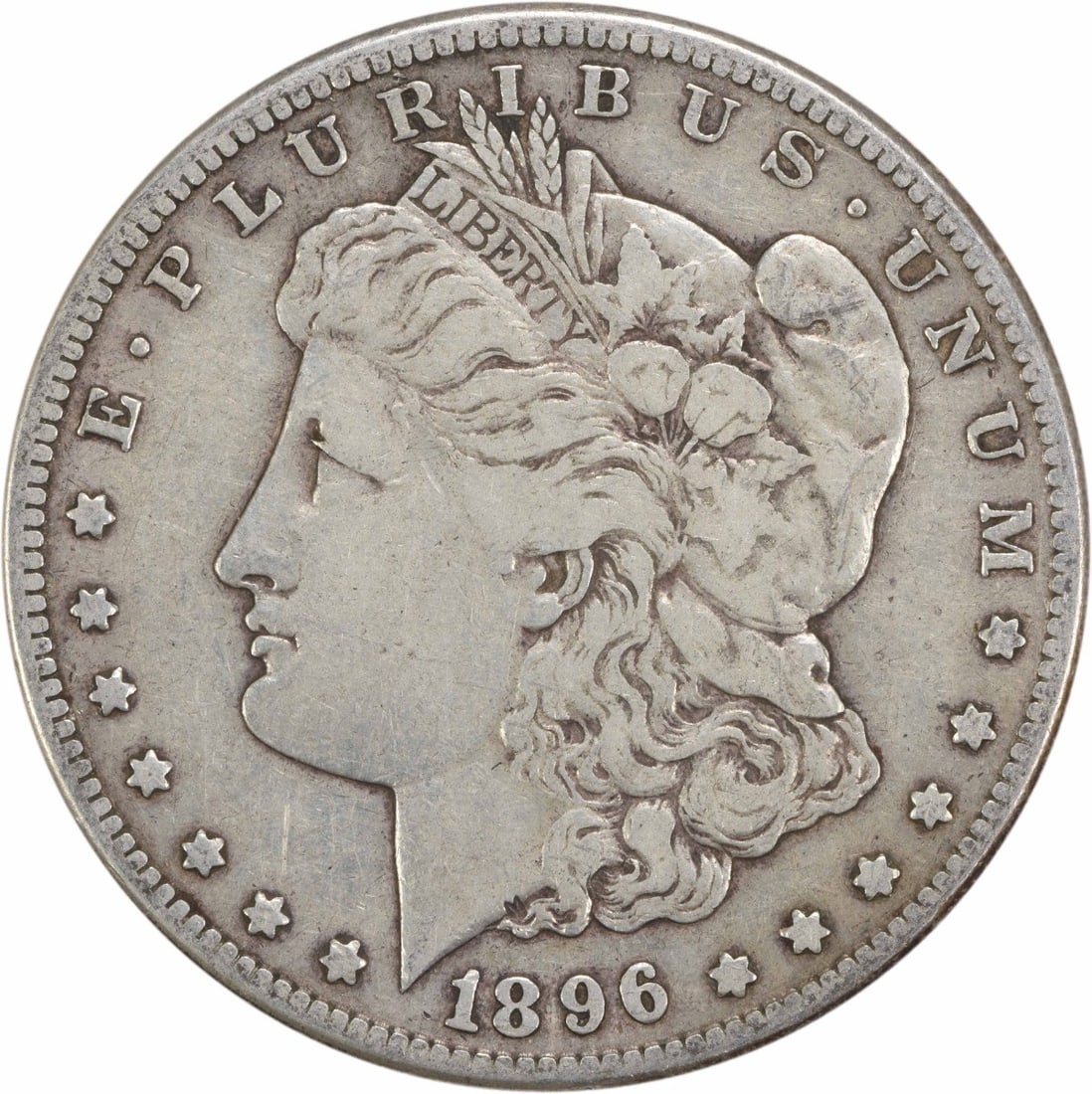 1896-S Morgan Silver Dollar VF 90% Silver Coin: 1896-S Morgan Silver Dollar VF 90% Silver Coin This 1896-S Morgan Silver Dollar showcases a rich history and exquisite craftsmanship. Crafted from 90% silver and 10% copper, this coin features the ico