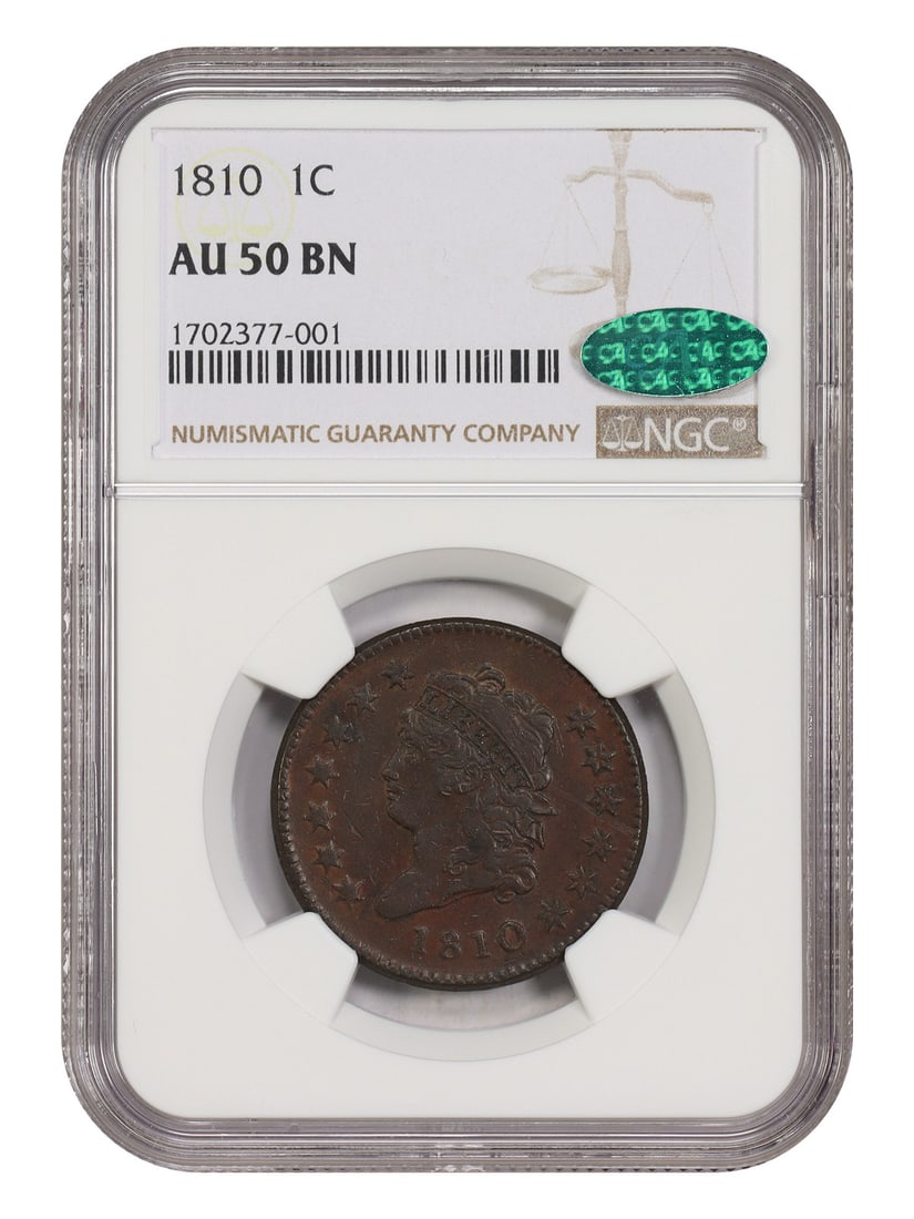 1810 Classic Head Cent 1C NGC AU50 CAC Approved (1 of 4)