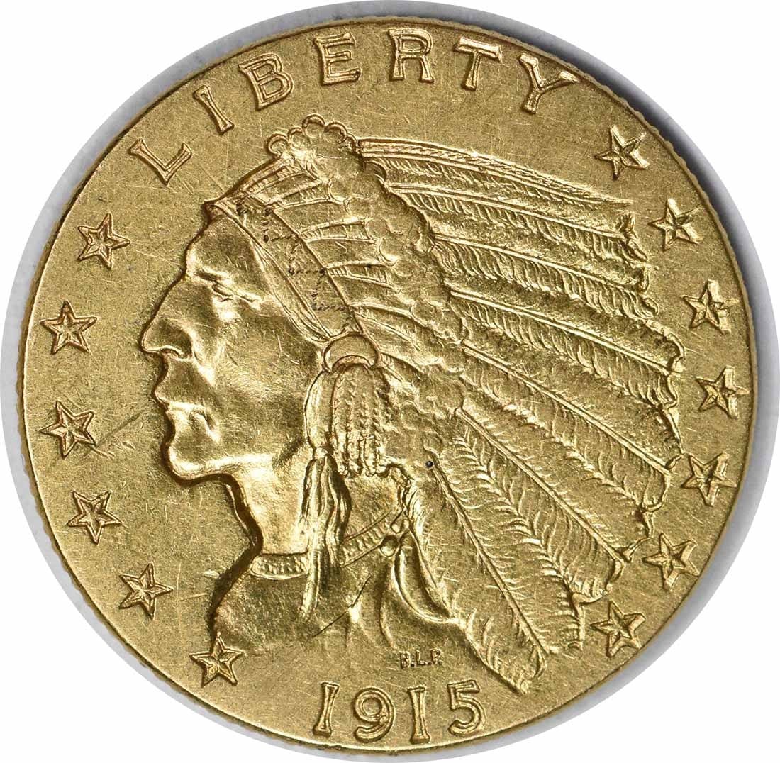 1915 $2.50 Gold Indian Coin Uncertified Philadelphia Mint XF: 1915 $2.50 Gold Indian Coin Uncertified Philadelphia Mint XF This 1915 $2.50 Gold Indian coin features exquisite design by Bela Lyon Pratt, highlighting its historical significance from the Pre-1933 e