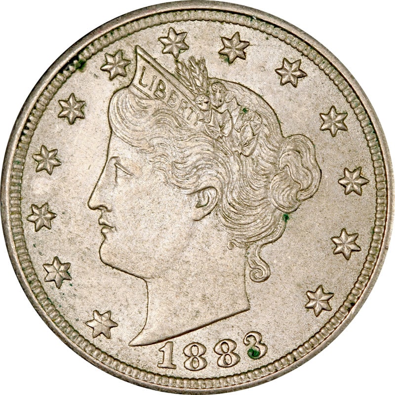 1883 Liberty Head V Nickel: 1883 Liberty Head V Nickel This is an 1883 Liberty V Nickel from the United States. The coin is composed of nickel and is in circulated, pre-owned condition. It is uncertified. Specifications Year: 18