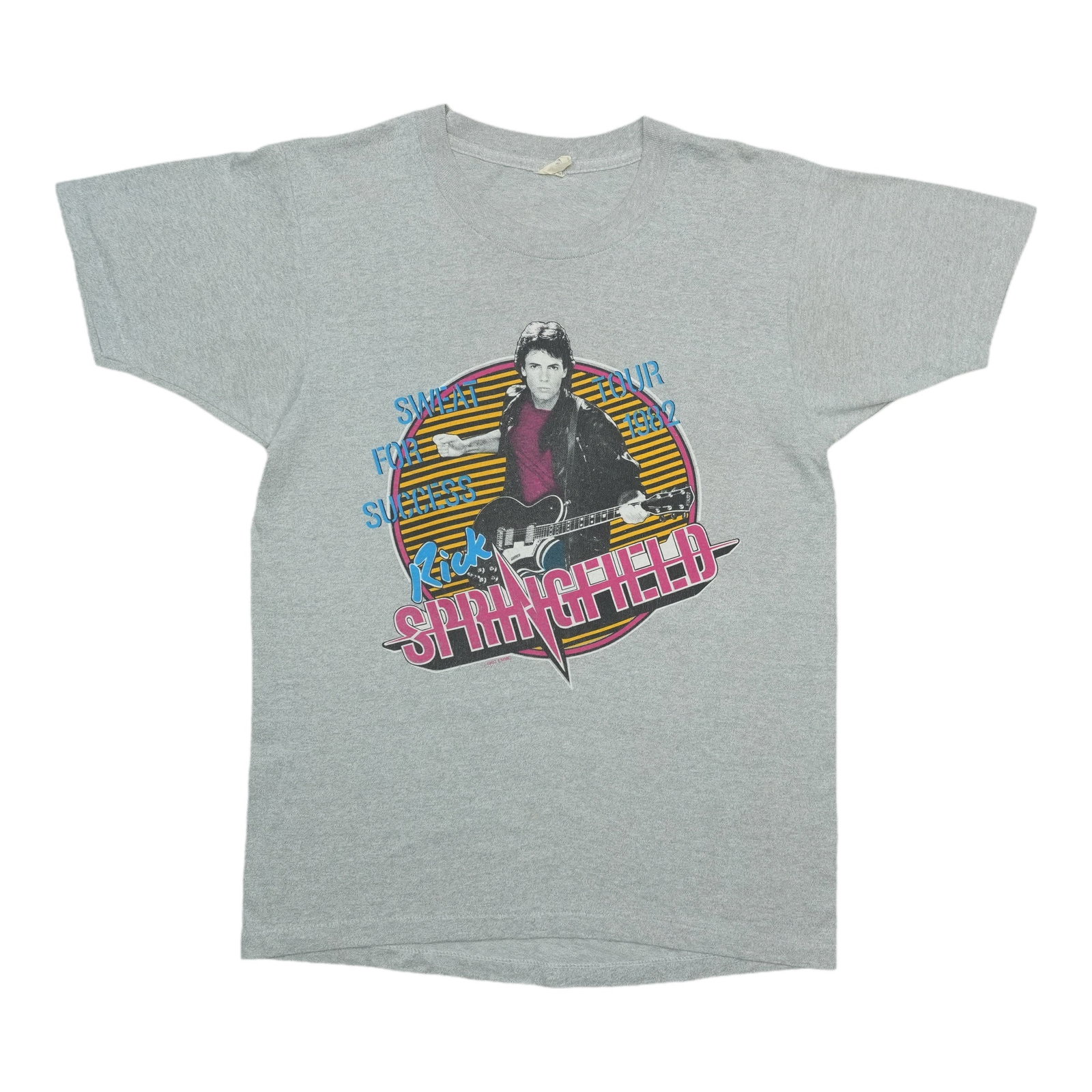 Vintage Rick Springfield Sweat For Success Concert T Shirt 1980s Grey Cotton (1 of 9)