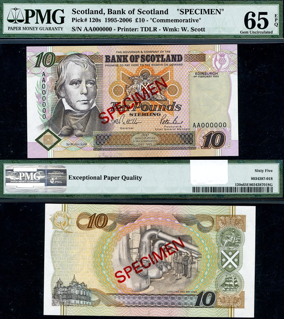 1995-2006 Scotland 10 Pound Banknote PMG Gem CU65 EPQ (1 of 3)