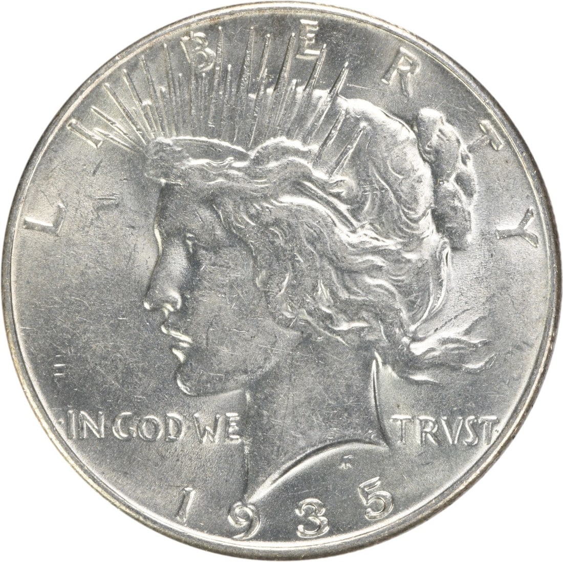 1935 $1 Peace Dollar Silver AU Uncertified Coin: 1935 $1 Peace Dollar Silver AU Uncertified Coin 1935 Peace Silver Dollar in AU slider grade. This pre-owned coin is uncertified and listed as circulated. Specifications Item Type: Coin Coin: Peace Dol