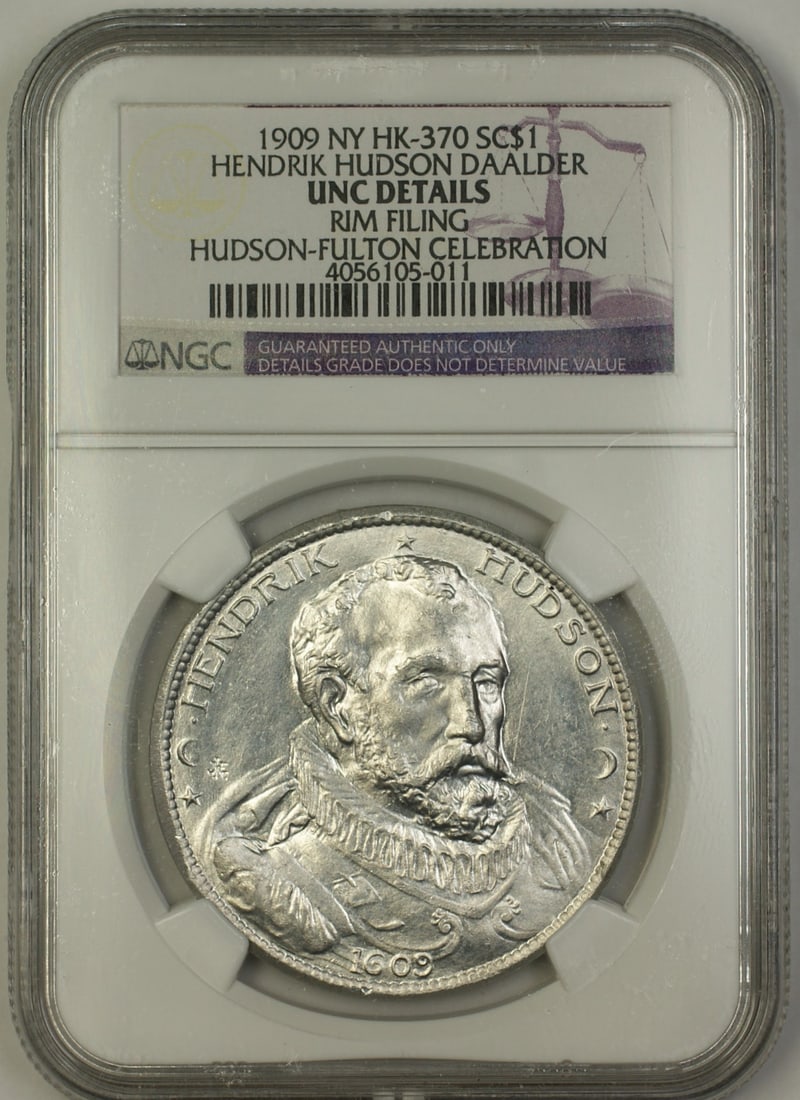 1909 New York Hendrik Hudson Daalder HK-370 So-Called Dollar NGC UNC Details (1 of 2)
