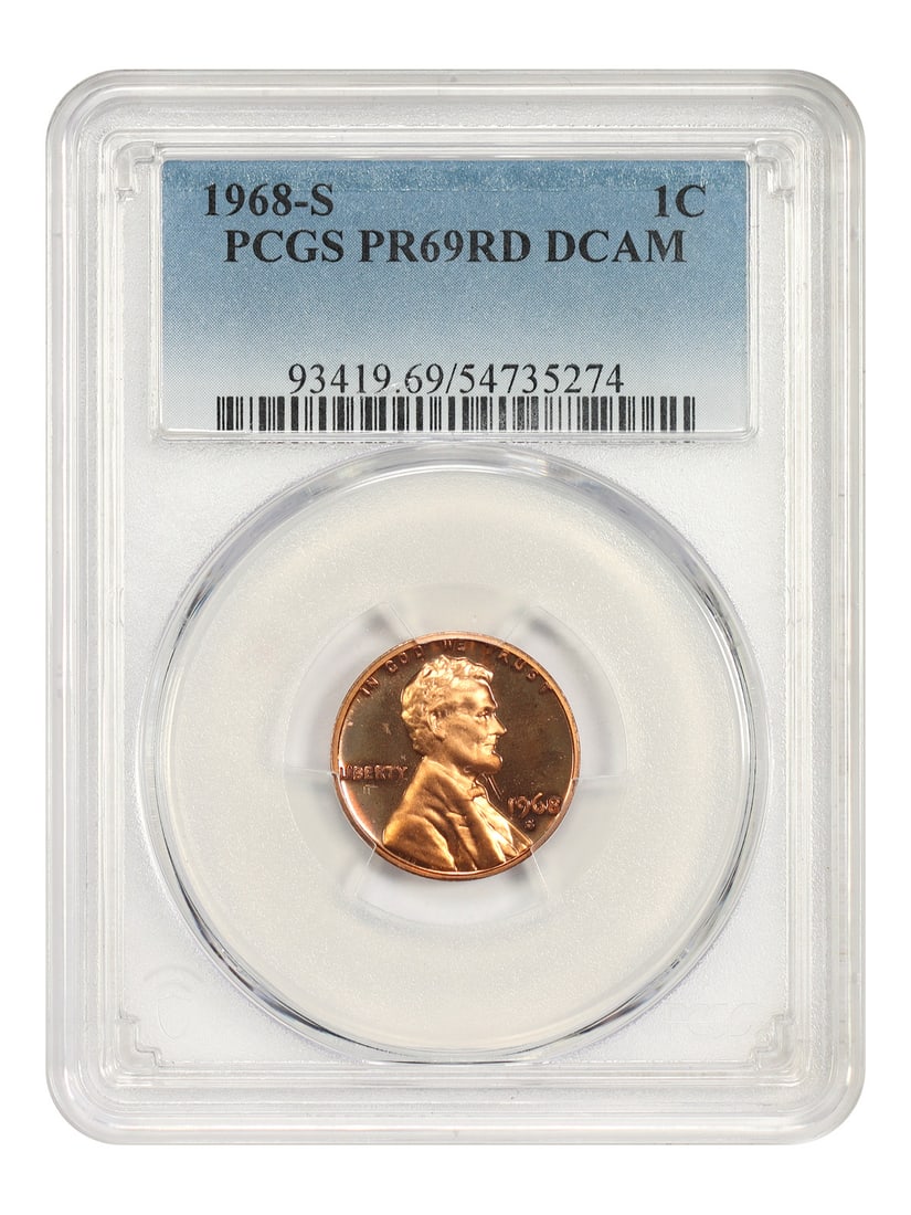 PCGS PR69DCAM 1968-S Lincoln 1C Modern Cent: PCGS PR69DCAM 1968-S Lincoln 1C Modern Cent 1968 Lincoln Cent (Modern) certified by PCGS as PR69DCAM. This uncirculated pre-owned coin is a San Francisco issue and is identified by certification numbe