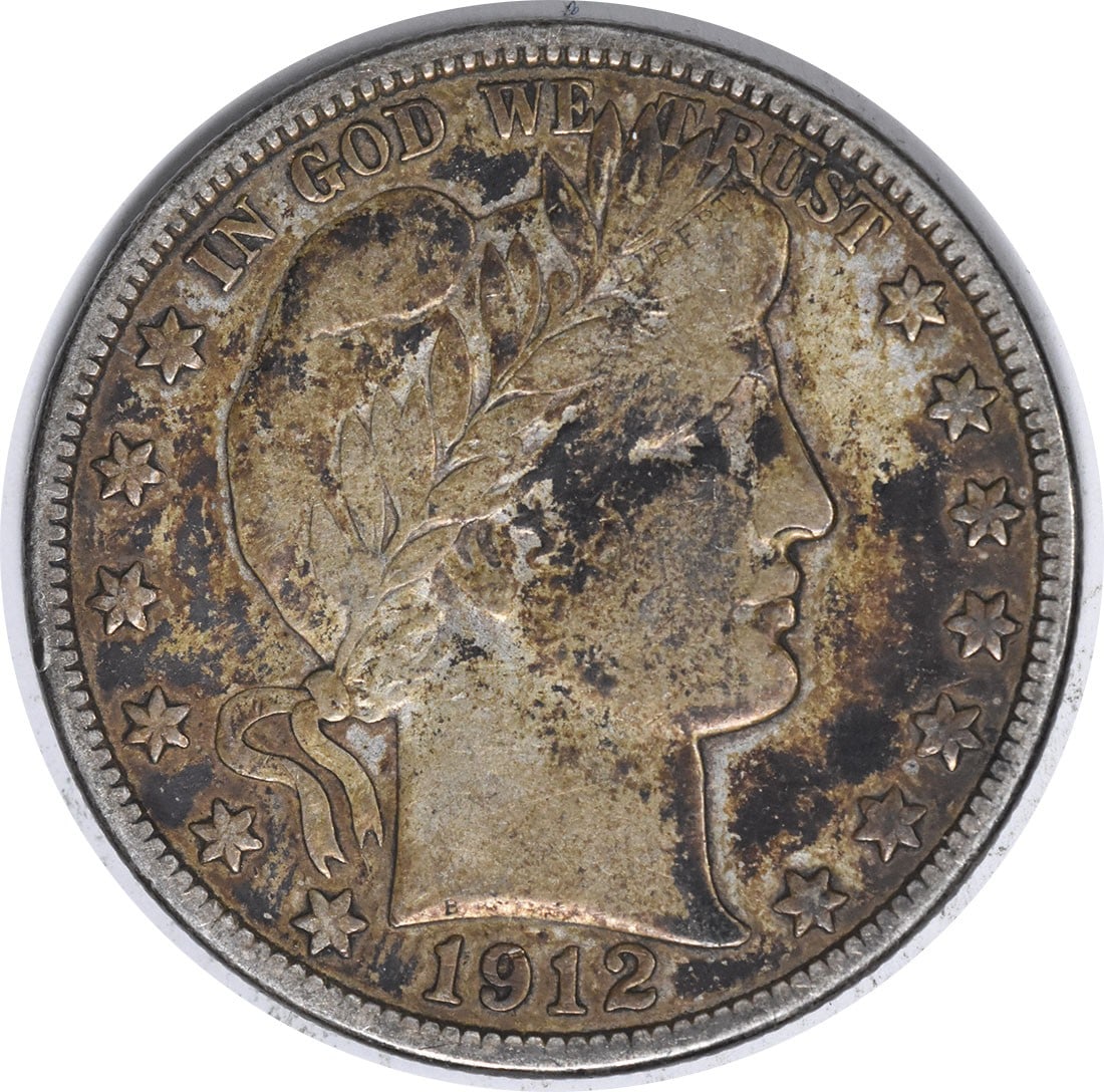United States 1912 D Barber 50C Silver Half Dollar VF Uncertified: United States 1912 D Barber 50C Silver Half Dollar VF Uncertified 1912-D Barber silver half dollar in VF grade. This circulated, uncertified coin is a pre-owned United States 50C piece from the Barber
