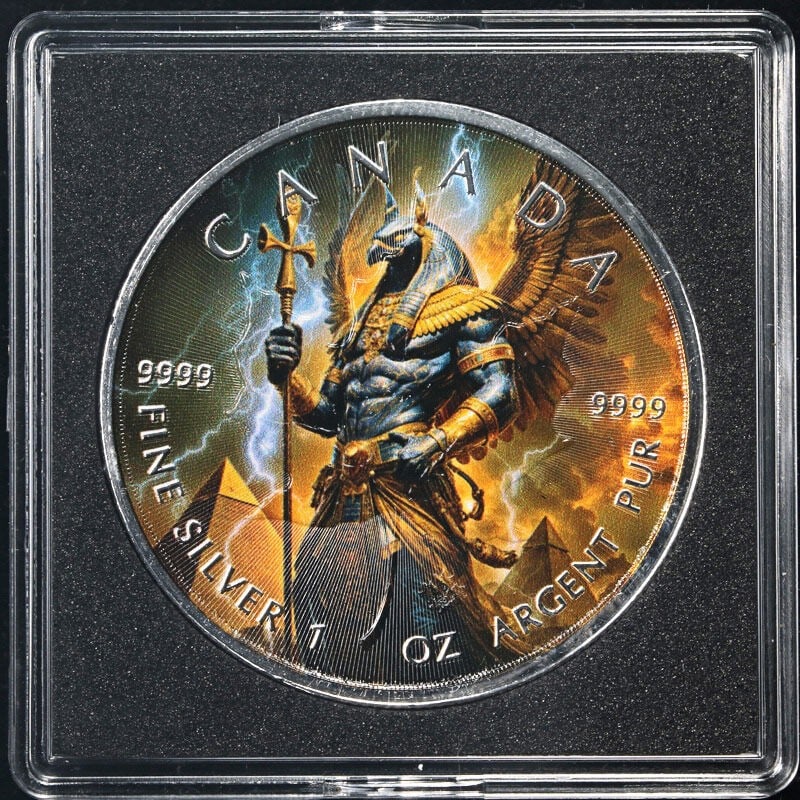 2025 Canada 1oz Silver $5 Maple Leaf Coin with Horus OGP COA: 2025 Canada 1oz Silver $5 Maple Leaf Coin with Horus OGP COA This 2025 Canada 1 Ounce Silver $5 Maple Leaf coin features a stunning design with exceptional luster and a strong strike. It is made of .9