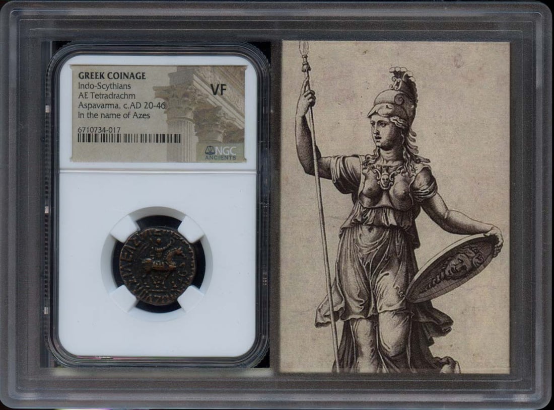 Aspavama c.AD 20-46 Indo-Scythian BI Tetradrachm NGC Certified (1 of 4)