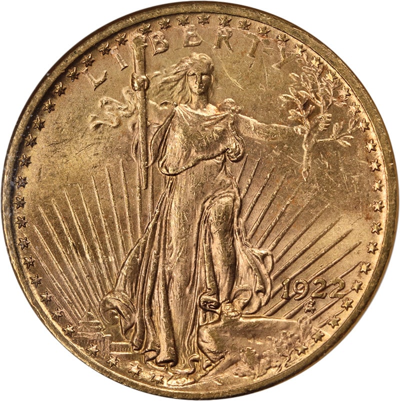 NGC MS64 1922-P Saint-Gaudens $20 Gold Double Eagle Coin: NGC MS64 1922-P Saint-Gaudens $20 Gold Double Eagle Coin This original 1922-P Saint-Gaudens Gold $20 coin features attractive luster, appealing color, and well-defined surfaces. Graded MS64 by NGC, it