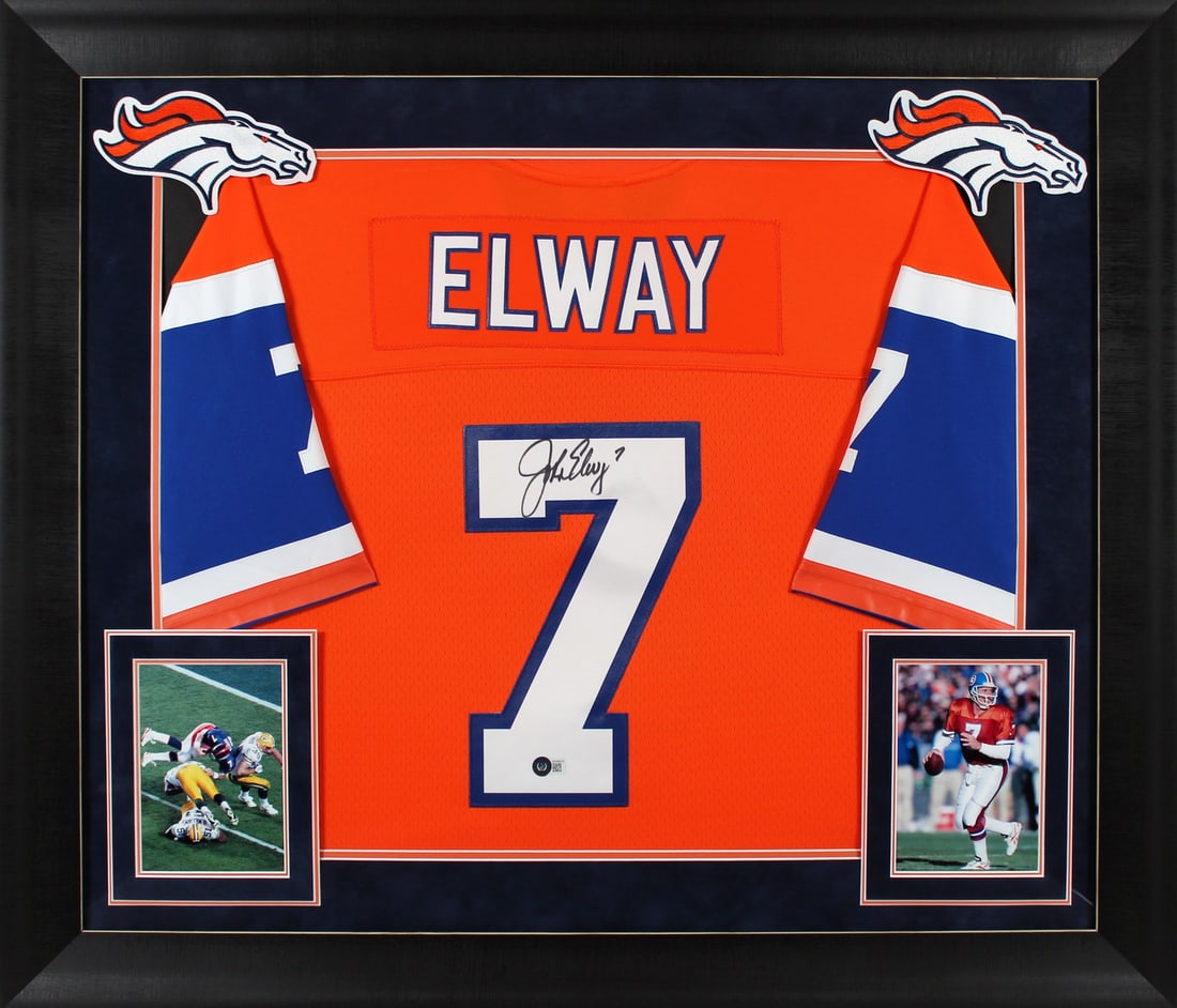 Framed John Elway Broncos Orange 1994 Alternate Jersey Beckett Authenticated (1 of 1)