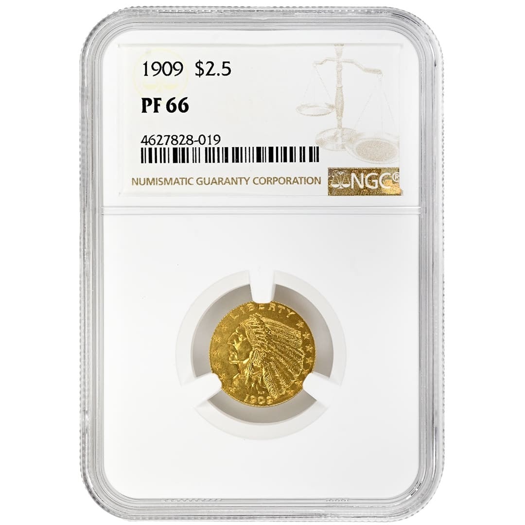 1909 Proof Quarter Eagle $2.50 Gold Coin NGC PF66 (1 of 2)