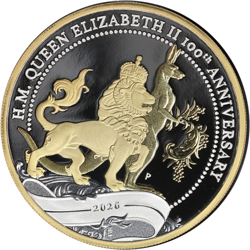 2026 Australia 1 Oz Silver Queen Elizabeth II Gilded Dollar (1 of 3)