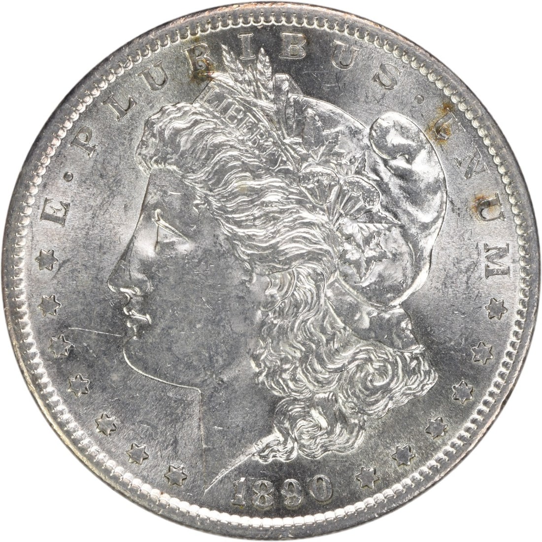 Uncirculated 1890 S Silver Dollar Morgan Type Uncertified BU Grade: Uncirculated 1890 S Silver Dollar Morgan Type Uncertified BU Grade This is an uncirculated 1890-S Morgan Silver Dollar from the United States. The coin is composed of silver and features the 'S' mint 