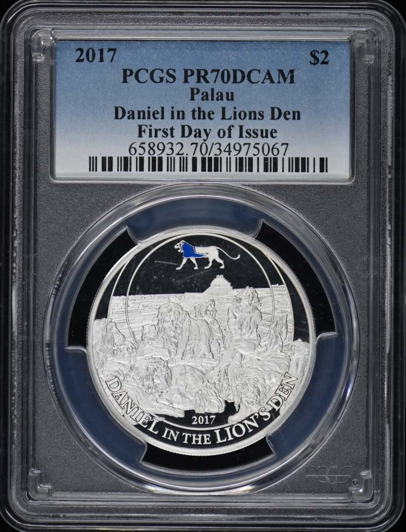 PCGS PR70DCAM First Day of Issue 2017 Daniel in the Lions Den $2 Coin (1 of 2)