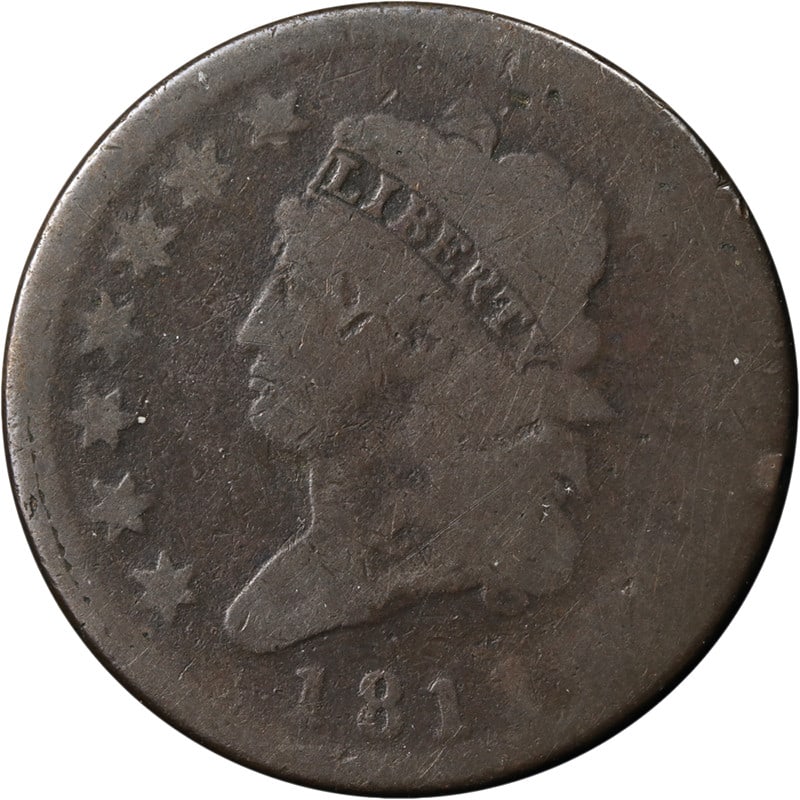 1811 United States Large Cent Copper Coin AG G S.287 R.2: 1811 United States Large Cent Copper Coin AG G S.287 R.2 An 1811 Large Cent with decent eye appeal, a nice strike, nice color, and honest wear. This circulated copper coin is offered in pre-owned cond